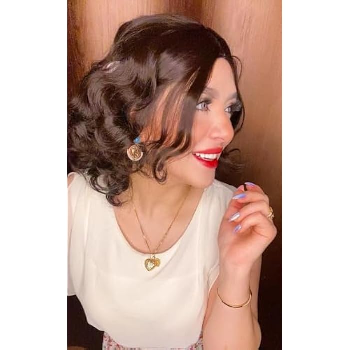 DILLARDS Elegant Synthetic Hair Wig, Dark Brown Wavy Style With Side Part, Shoulder Length Curls, Heat Resistant Fiber - Image 2